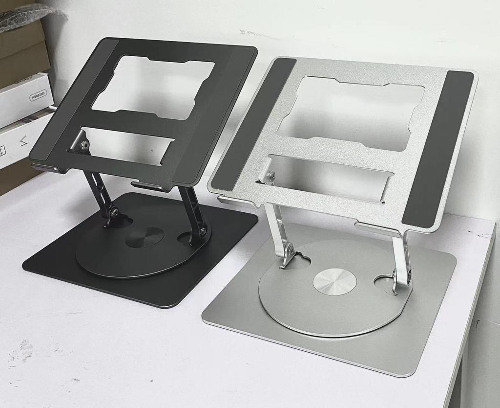 360° Rotating Aluminum Laptop Stand with Adjustable Height and Heat Dissipation