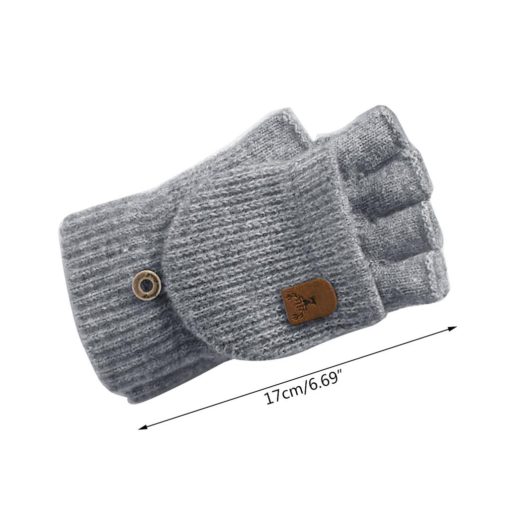 Screen Touch Half Finger Gloves for Students Knitting Thick Warm Gloves Winter Autumn Cuff Gloves Indoor Hand Warmers