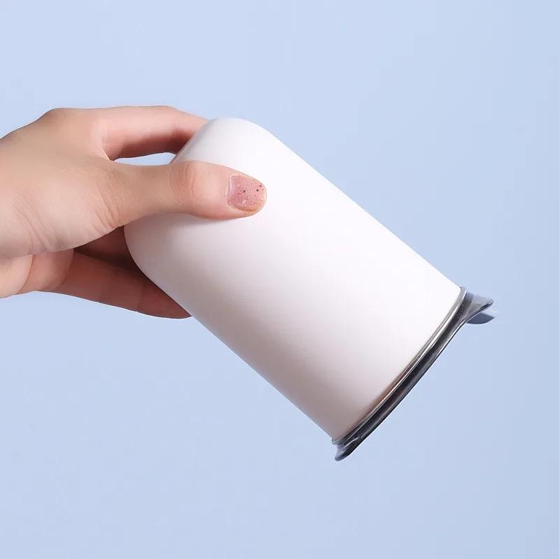 300ML Stainless Steel Coffee Cup Mug with Lid Simple Insulated Coffee Mug Thermal Bottle Heat-resistant Thermos Mug Drinkware