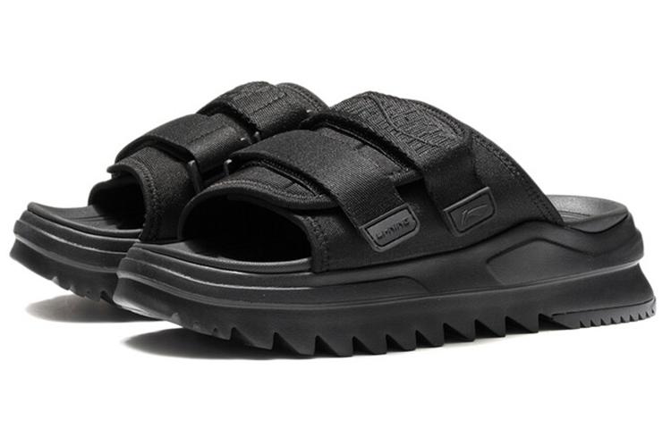 Li Ning CF Tracing Rubber Sole Quiet Slide Slippers Women's Black AGAS012-2