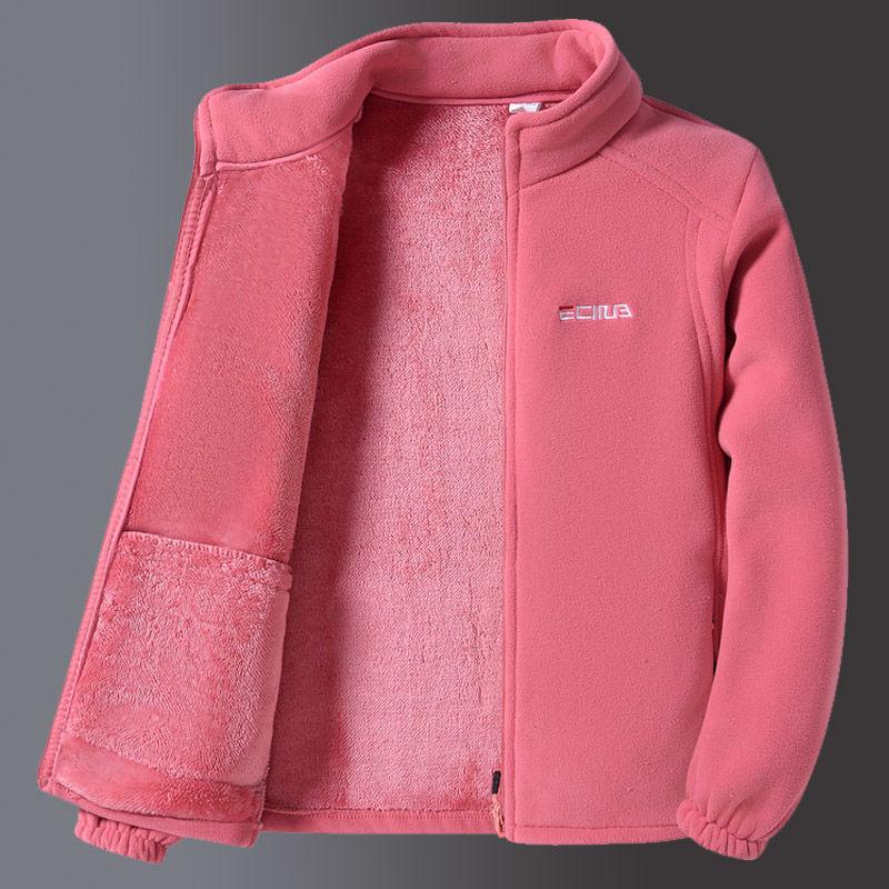 

Woman Thickened Zipper Lamb Velvet Sweatshirt Casual Cardigan Embroidery Warm Stand-up Collar Loose Jacket Windproof Sweatshirt M червоний