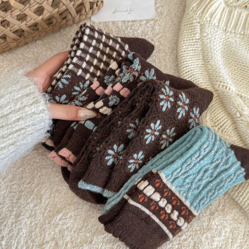 Women Autumn and Winter Fashion Warm Retro Wool In The Tube Socks