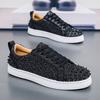 New Red-soled Men's Casual Rivet Board Shoes Fashionable Hot Diamond Trendy Men's Shoes