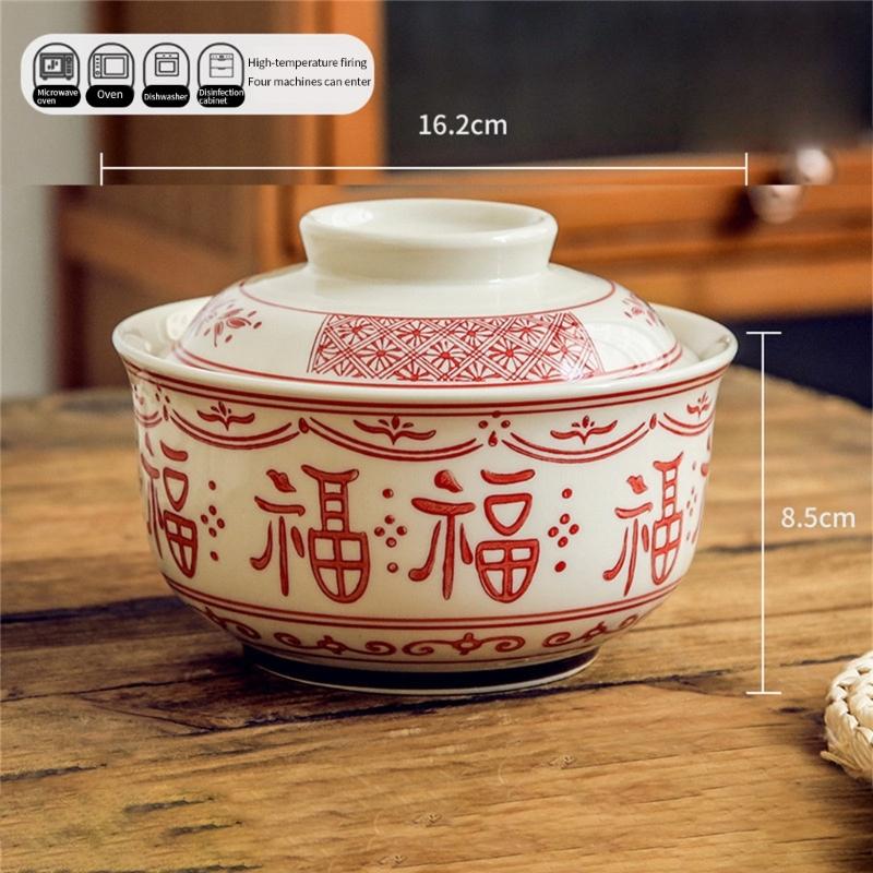 Elegant Ceramic Ramen Noddle Soup Bowl with Lid Microwave Oven and Dishwasher Safe for Formal Dining and Daily Activity