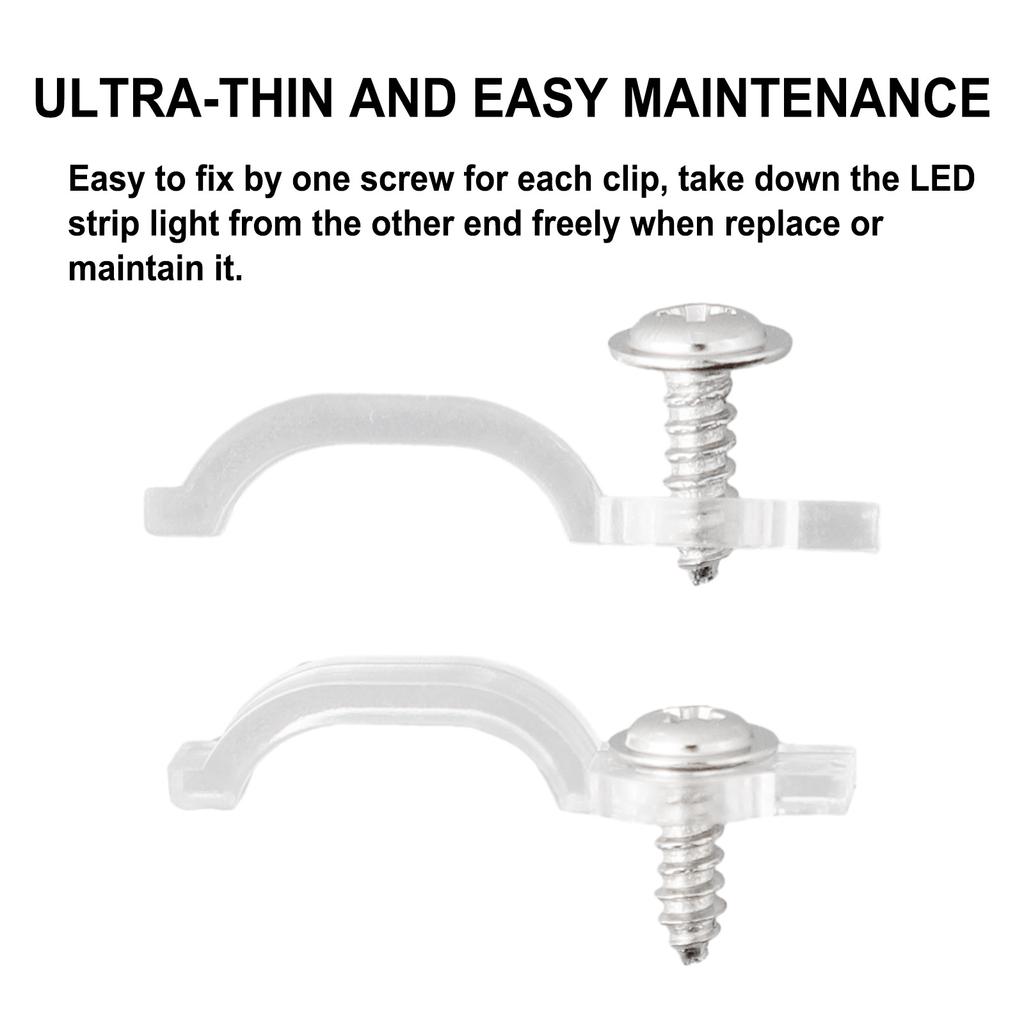 For 5050 LED Strip Light Bar 50*Clips+50*Screws/100*Clips+100*Screws Ultra-Thin