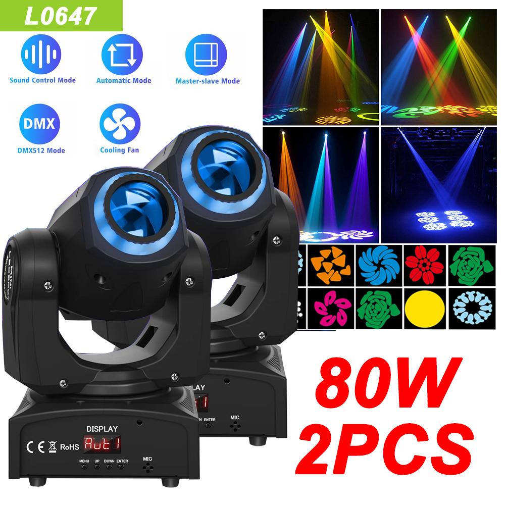 2025 New Lights 1/2/4 PCS Moving Head Beam Led Spotlights 80W Rotating Lamp Dj Disco KTV Stage Party Bar Light Pattern Spotlight