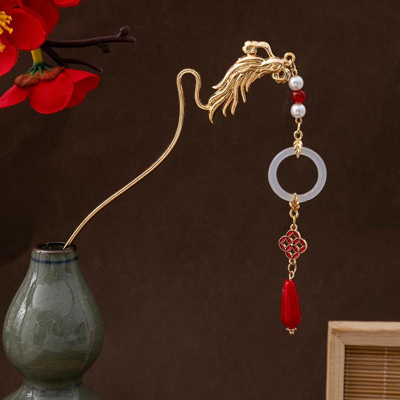 Nowy Chiński Styl Ceremonia Ślubna Krok Chwost Wisiorek Wsuwka do Włosów Starożytny Styl Feniks Kwiaty Wysoki Smak Wsuwka do Włosów Ozdoby do Włosów Hanfu