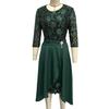 2 Pcs/Set Women Prom Dress Skirt Set Hollow Out Lace Ruffle Hem High Waist Round Neck Three Quarter Sleeve Ankle Length Banquet Maxi Dress