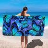 1 pièce Serviette de plage Impression Galaxie Étoilée Papillon Bleu Séchage Rapide Microfibre Sans Sable Absorbante pour Piscine Voyage Lavable