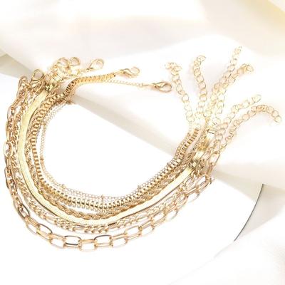 6Pcs/set Gold Chain Anklet Set Simple Snake Bone Anklets for Women Jewelry Accessories