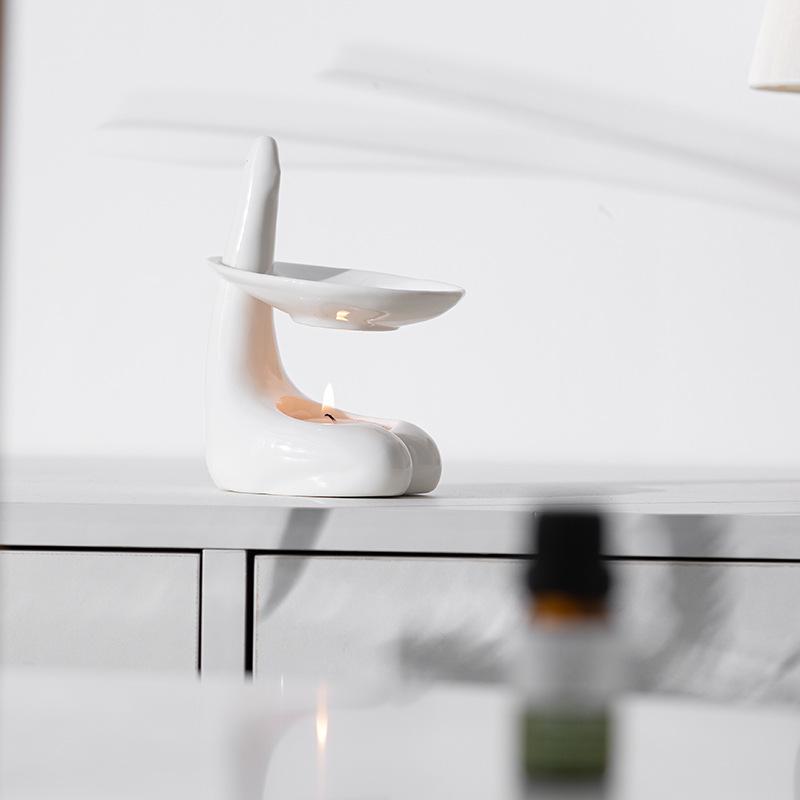 Kreative Kerzenständer, beruhigender ätherischer Öl-Aromatherapie-Diffusor, beheizter Weihrauch-Diffusor, weißer Keramik-Kerzenhalter, Heimdekoration