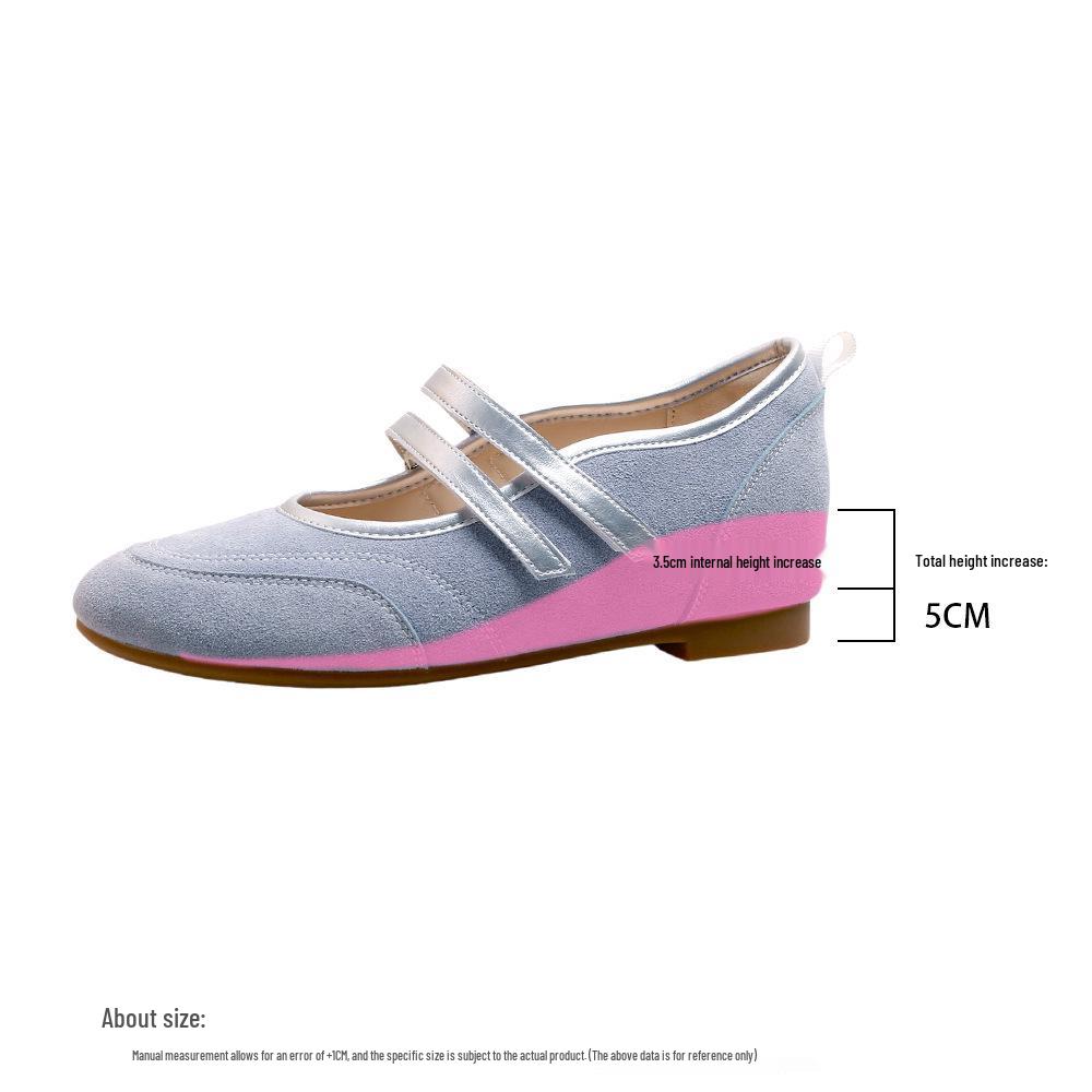 Cowhide Petite Height-Increasing French Ballet Flats - Women's Soft Sole 2025 Mary Jane Shoes