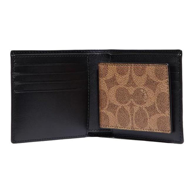 Coach 3 In 1 Wallet 11 Classic Monogram Short Canvas And Leather Wallet Men Wallets Brown 31213-KHA