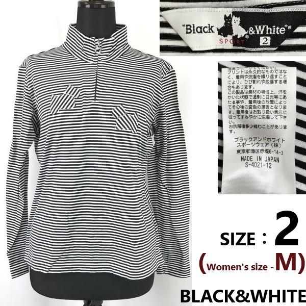 

Б/У/Сделано в Японии ЧЕРНО-БЕЛАЯ рубашка с длинным рукавом на молнии до половины 2 женская M черная белая топы рубашки для гольфа