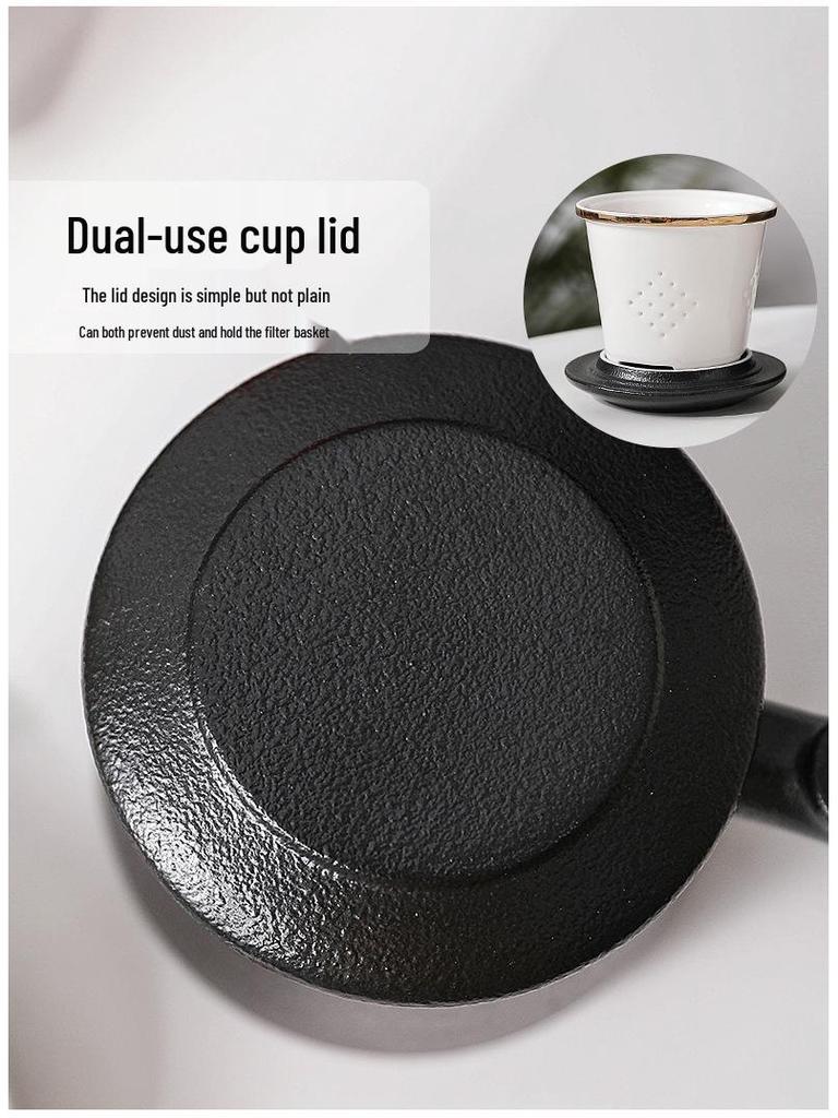 Wooden Handle Ceramic Filtered Tea Cup with Gift Box