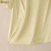ZANZEA Blouse Décontractée à Col V Ample à Manches Courtes pour Femme