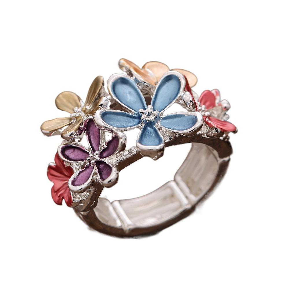 Petal Stretch Ring Multicolor Opening Ring Fashion Flower Ring  Girl