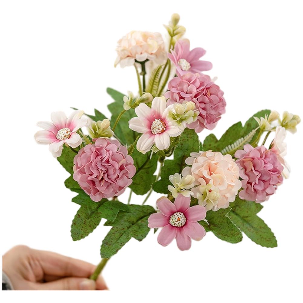 Artificial Daisy Flowers 5-Head Bunch Cloth Material For Wedding Decorations And Home Décor, 31cm Height, 14cm Diameter