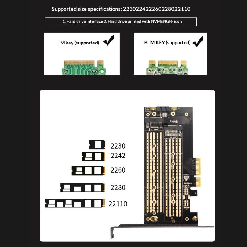 Dual M.2 Pcie 4.0 Adapter For Nvme/Ngff Ssd Nvme (M Key) And Sata (B Key) Ssd To Pcie X4 X8 X16 Slot For Desktop Pc Sk6