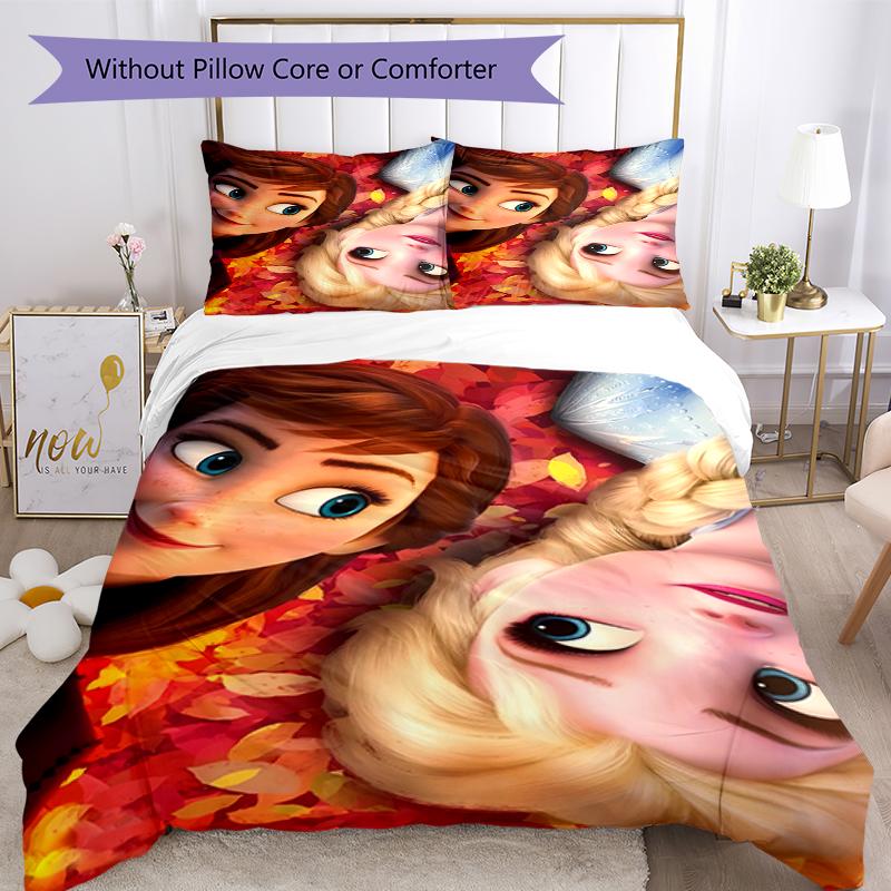 3pcs Elsa Bedding Set Duvet Cover Closure Includes 1 Duvet Cover & 2 Pillowcases, Soft and Comfortable for All Seasons.