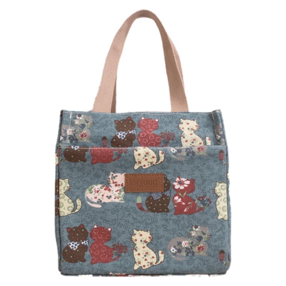 

Изолированные сумки для пикника и ланча, холщовая сумка для ланча большой вместимости, сумка для ланча с кошкой, для ежедневного ланча Style 2