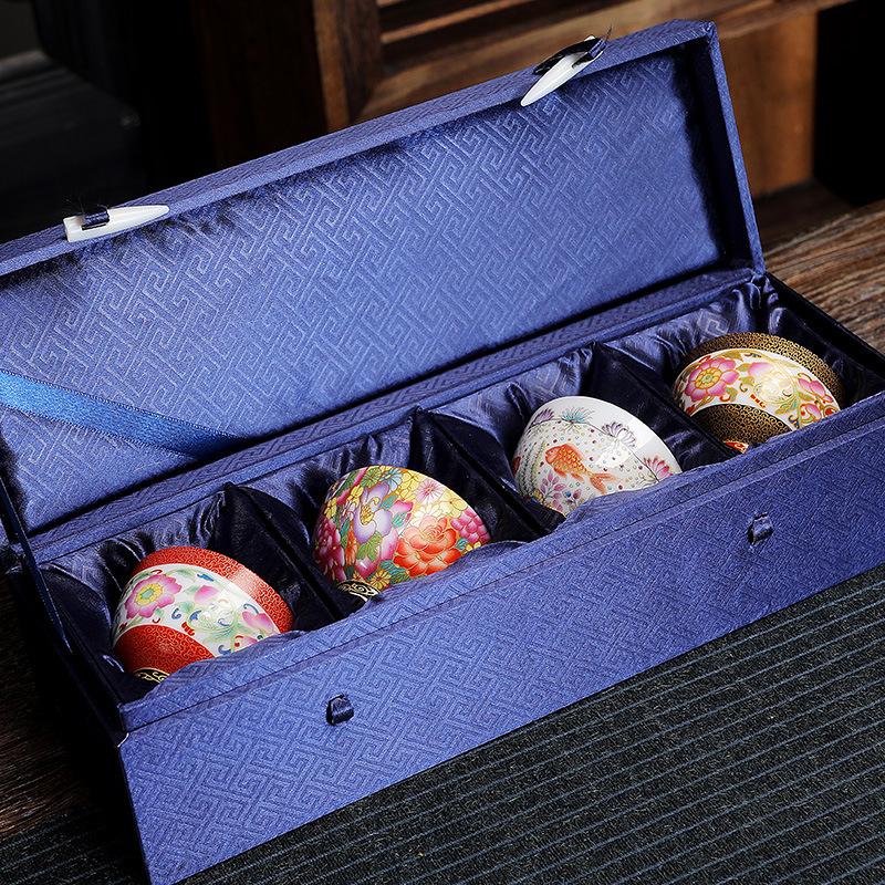 Ceramic Enamel Color Tasting Single Blue and White Douli Japanese Style Filigree Tea Bowl Kung Fu Master Cup Gift Bo