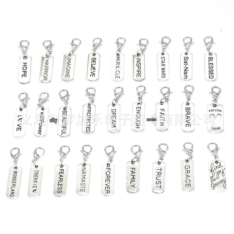 DIY Vintage Gold Inspirational Word Tag Pendant for Jewelry Making