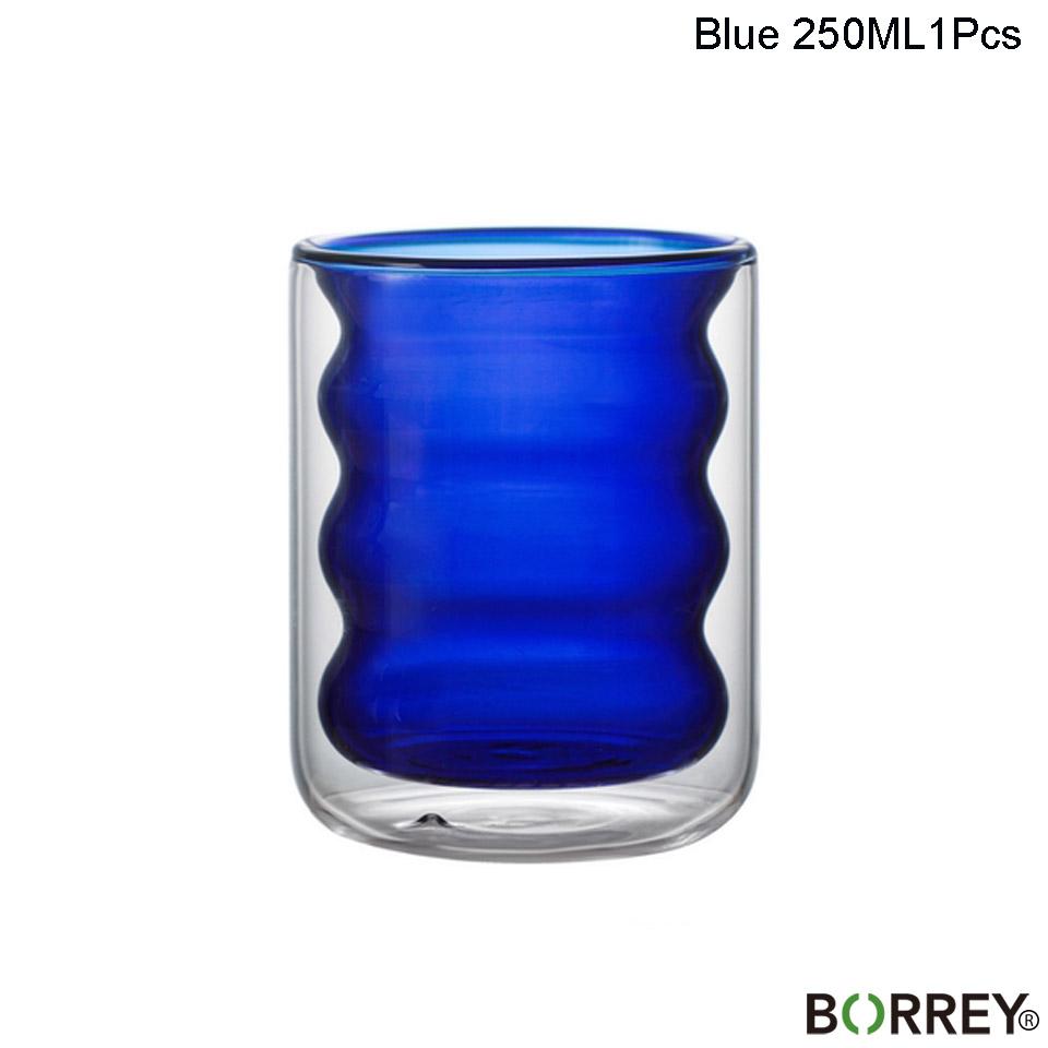 BORREY 250Ml Double Wall Glass Coffee Cup Mug Spiral 3D Glass Mug Heat-resistant Glass Tea Milk Cup Unique Office Drinking Mug