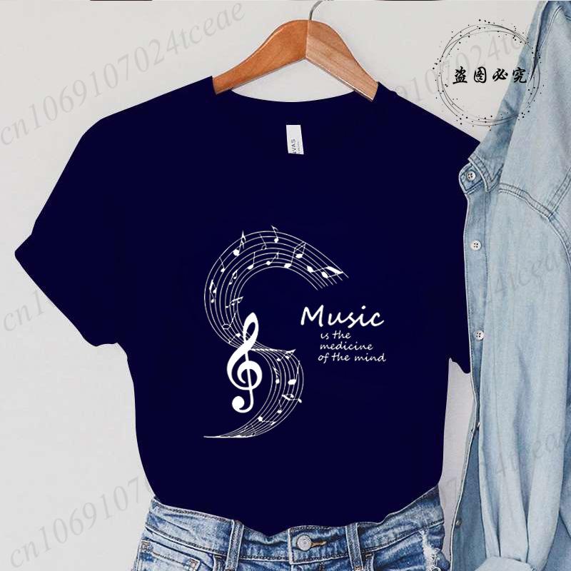 Sommer Mode Marke Damen T-Shirt Kleidung Musiknote Aufdruck T-Shirt Kleidung Y2k Streetwear T-Shirt Musiknote Liebhaber T-Shirt Tops