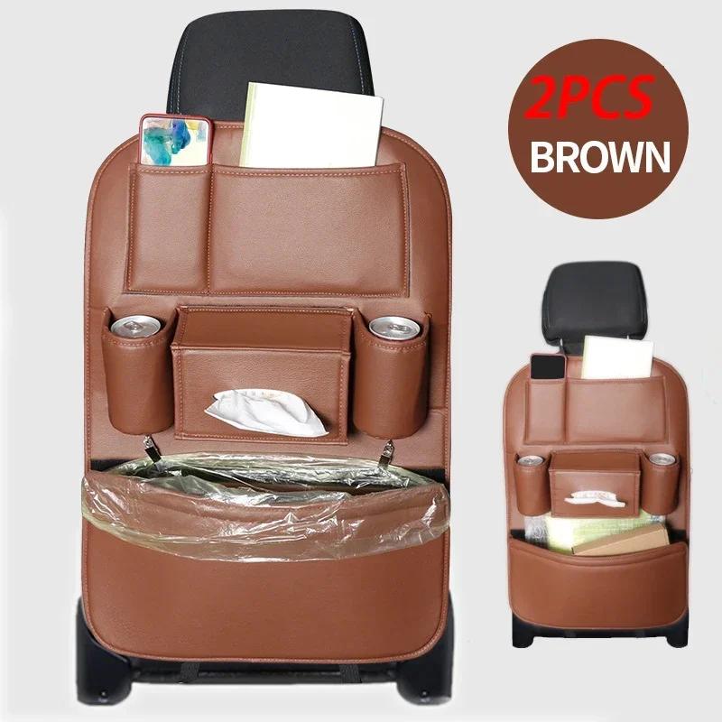 1/2PC Car Seat Backrest Multifunctional Storage Box PU Leather Car Storage for Travel Storage and Organization with 6 Pockets