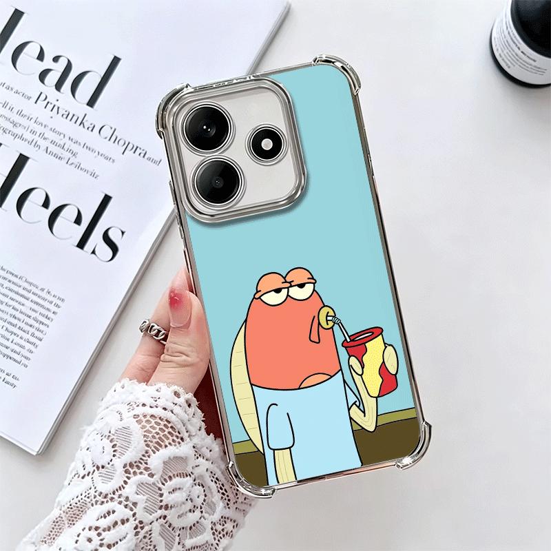 

Funny Cartoon Ugly Fish Soft Phone Case For Xiaomi Redmi Note 14 15 Pro Plus 13 12 11S 11T 5G 10 9S 9 Plating Anti-Fall Fundas Redmi Note 11T 5G