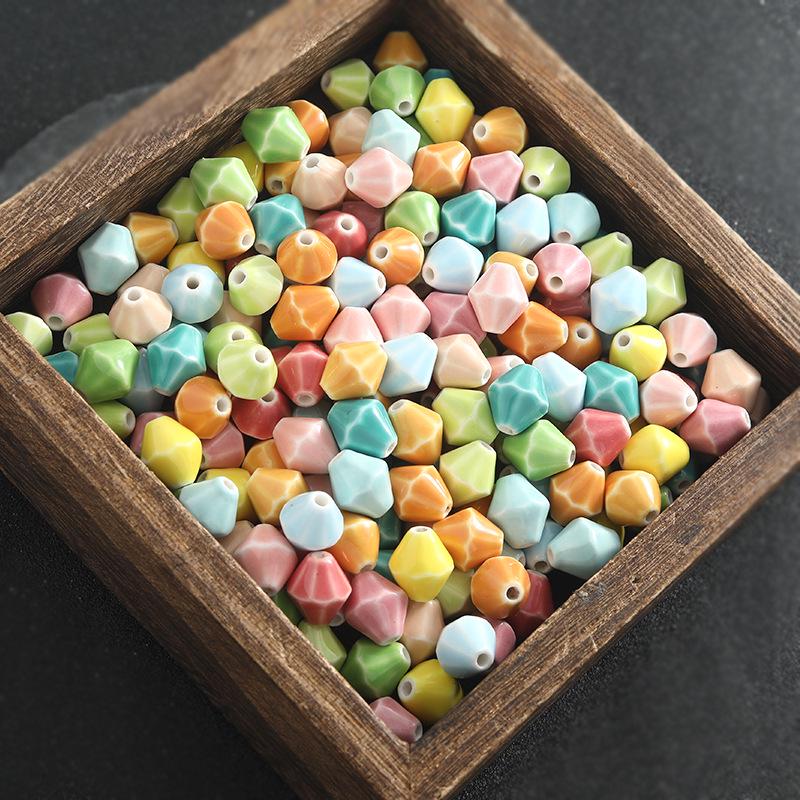 Macaron Rhombus Ceramic Beads for DIY Jewelry Making