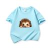 Kids Cotton T Shirt Cute Peeking Hedgehog Print Crew Neck Short Sleeve Tee Casual Breathable Boys Girls Summer Tops