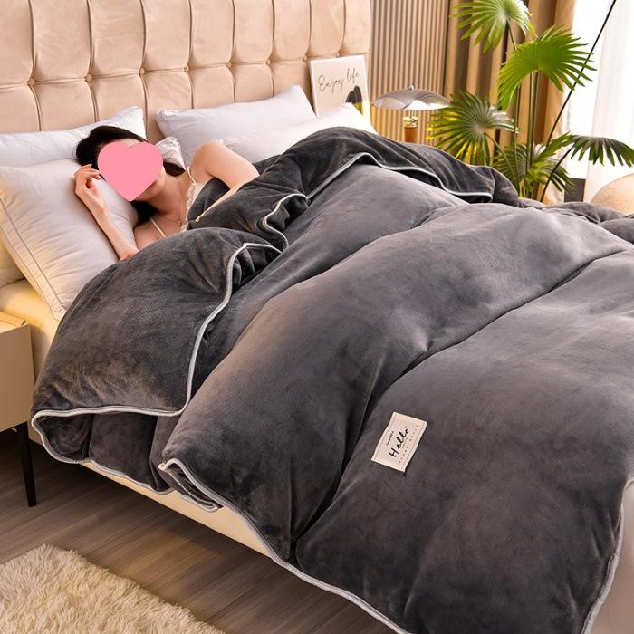 2026 Solid Color Thickened Milk Velvet Flannel Duvet Cover