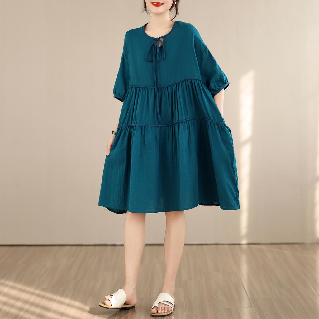 DIMANAF New 2026 Women Plus Size Summer Long Dress Sundress Loose Oversize Maxi Lady Floral Cotton Dress Solid
