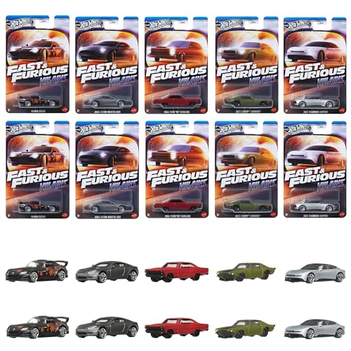 Hot Wheels Fast & Furious Theme Assortment - Villains Vehicle Toys, Mini Cars, 10-Car Box, Ages 3+, Multi-Purpose, 986J-HNR88