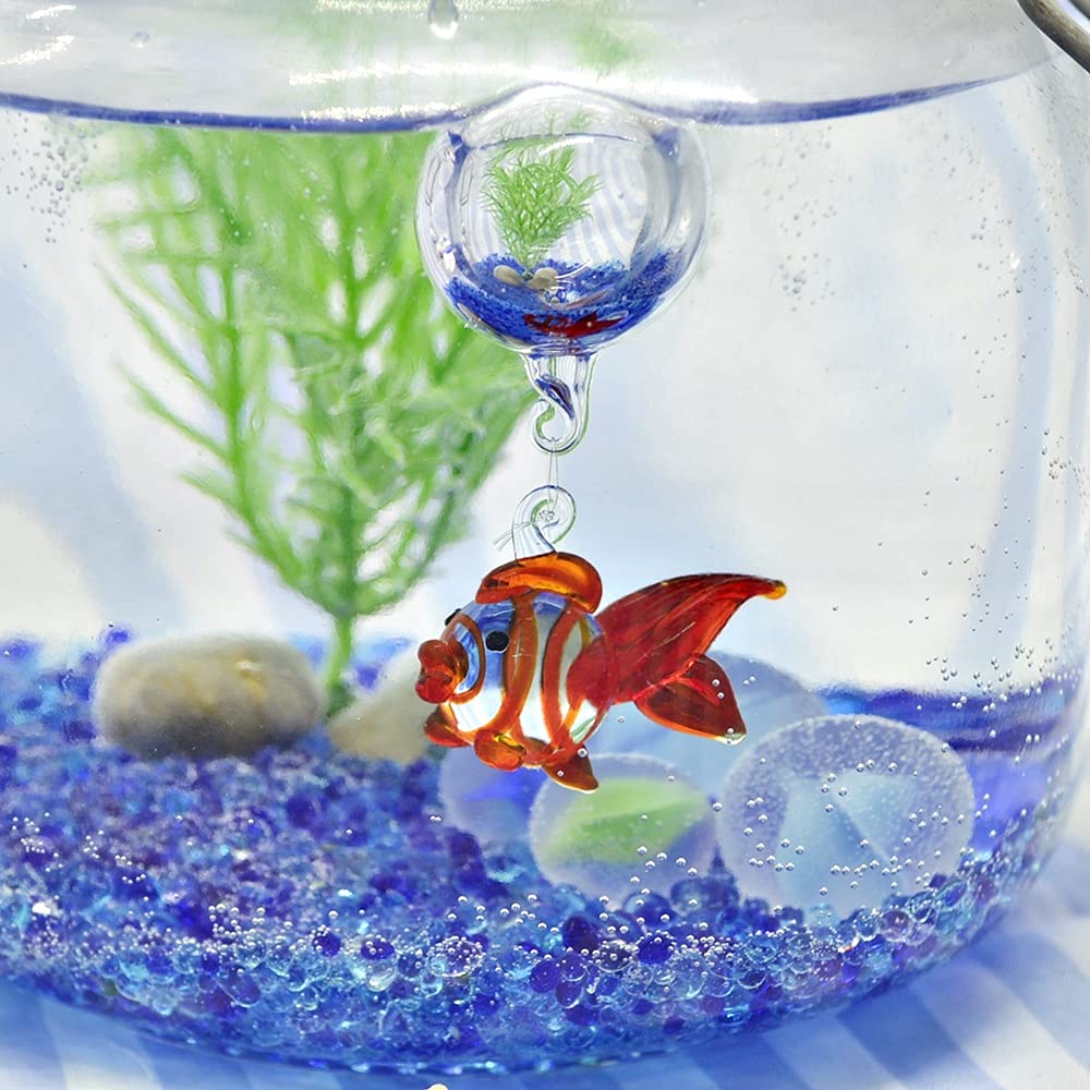 Fourcart Cute Handmade Glass Float, Swinging Goldfish, Width 26mm, Bead 20mm