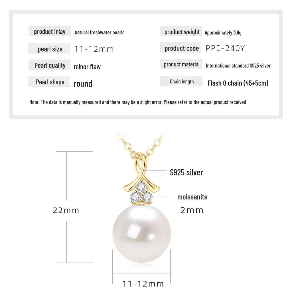 Freshwater Pearl & Diamond-Set Silver Pendant Necklace for Women
