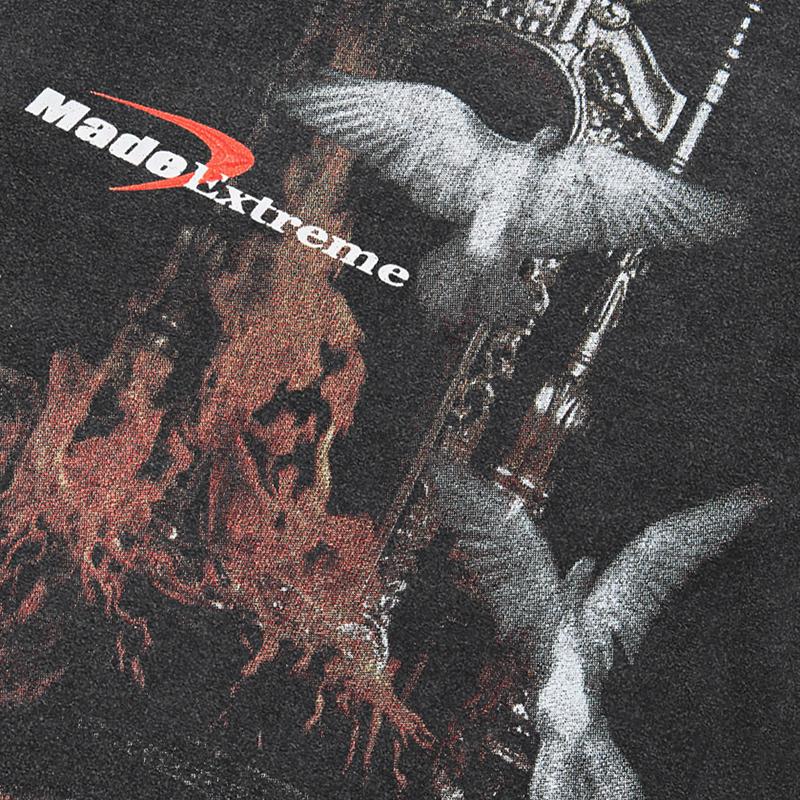 Camiseta Unisex con gráfico de paloma, ropa de calle, camiseta negra lavada de algodón, camisetas Unisex, camisetas de manga corta de verano