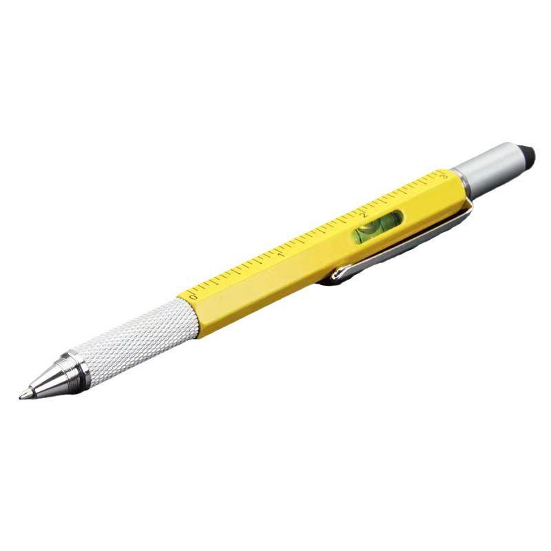 6-in-1 Multifunctional Tool Pen: Capacitive Stylus, Ballpoint Pen, Screwdriver, Ruler, Level.