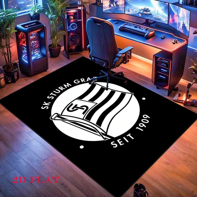 Tappeto con logo SK Sturm Graz per Soggiorno, Camera da Letto, Decorazione Divano di Casa, Tappetino Antiscivolo per Giochi Bambini