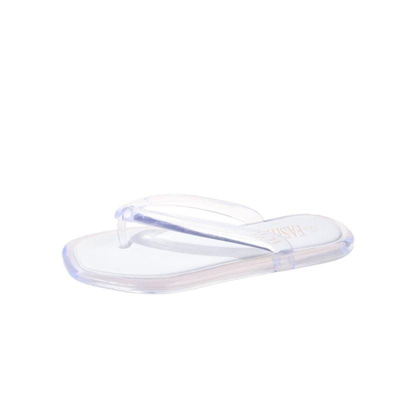Women's Flip Flops Summer Square Toe Flat Beach Slippers for Women PVC Transparent Indoor Casual Female Back Jelly Slides Shoes