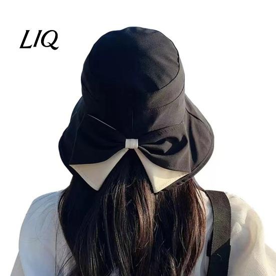 Spring Autumn Sun Hat Women Summer Hat, Back Bowknot Fisherman Wide Brim UV Protection Travel Bucket for Outdoor Hiking Fishing Beach Use Casual