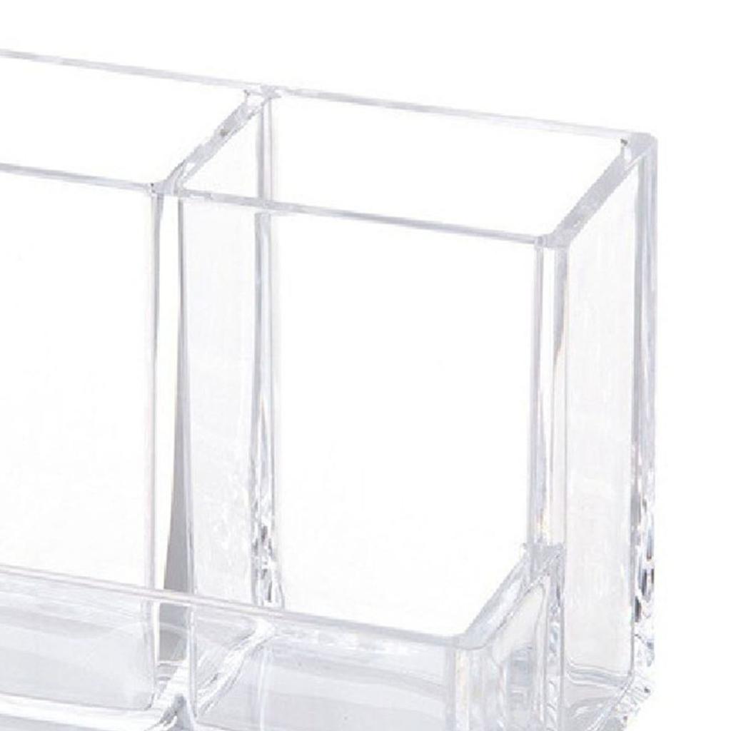 Transparent Acrylic Pen Holder 3 Compartment Large Capacity Students Desktop Storage Organizer for S