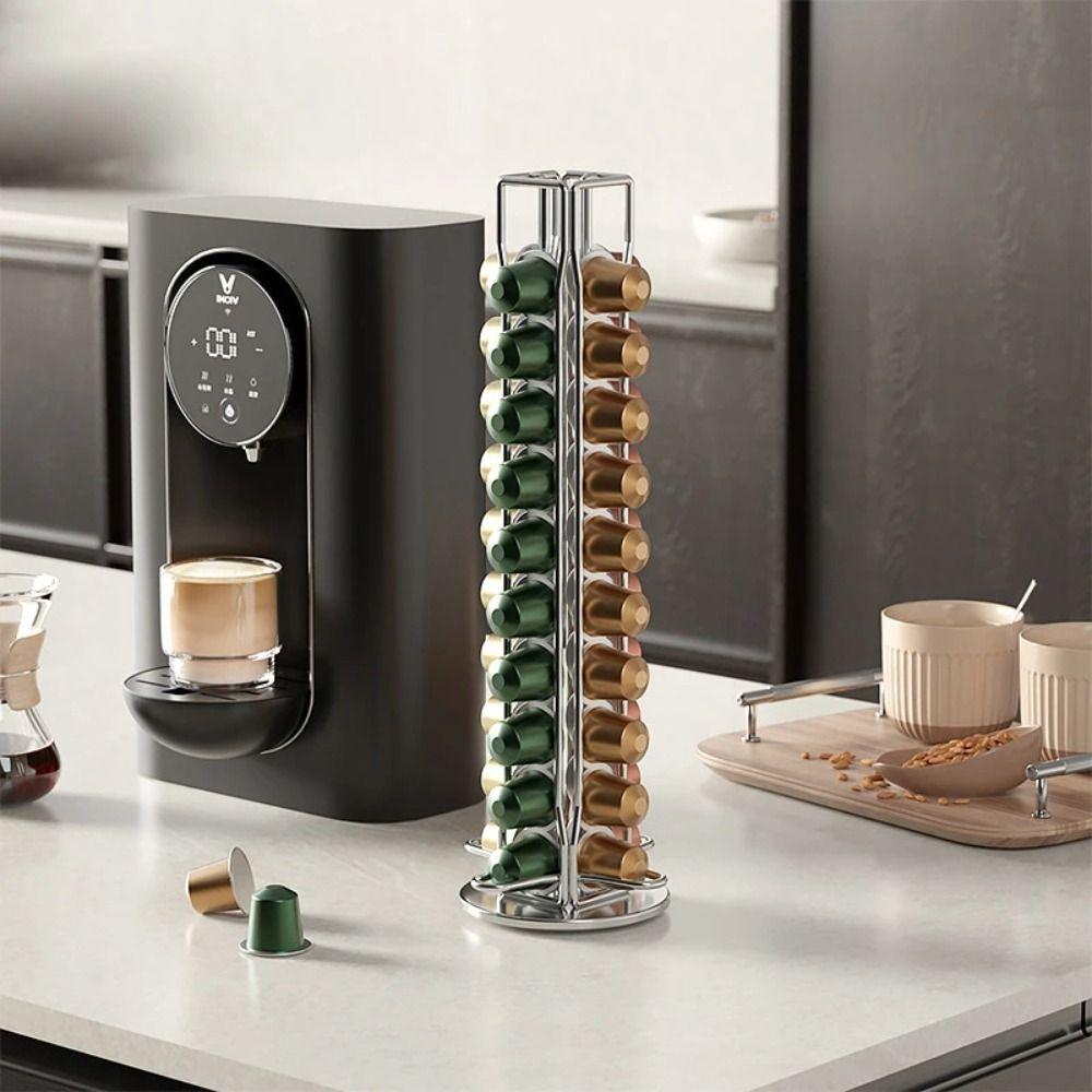 Plating Coffee Capsules Holder 360 Degree Rotatable 40 Coffee Pod Holder Coffee Capsules Stand Rack Tower Stand Hollow Structure
