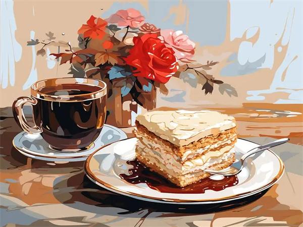 Full Square Round 5D Diamond Painting Coffee Cake Home Decor Embroidery Mosaic Food Landscape Wall Art