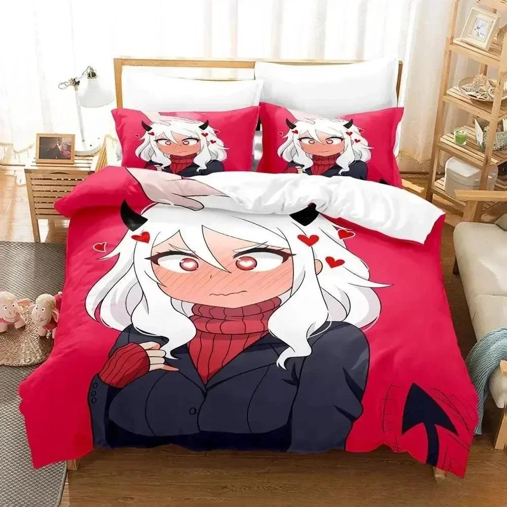 Anime Spiel Helltaker Bettwäsche-Set Bedrucktes Bettset mit Kissenbezug Bettdecke Weich Queen King Size Bettwäsche Zuhause Jungen Erwachsene