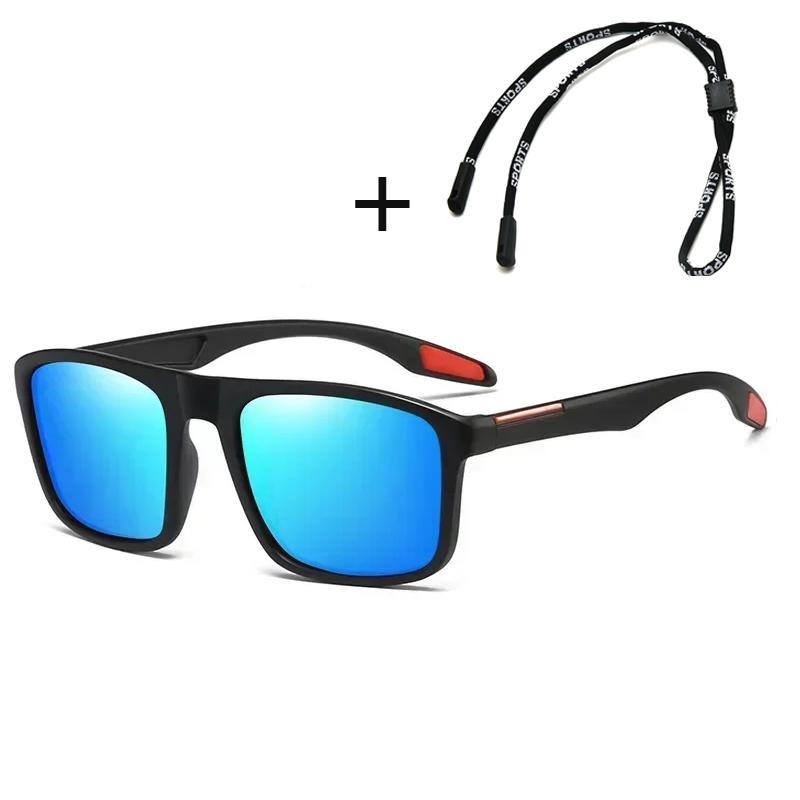 Unisex Polarized Sunglasses With Rope Trendy Women Men Vintage Outdoor Sun Glasses Fashion Uv400 Riding Goggle Shades