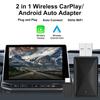 Wired To Wireless Carplay Android Auto 2in1 Wireless Adapter Carplay Wireless Adapter  for OEM Car Stereo with USB Plug and Play
