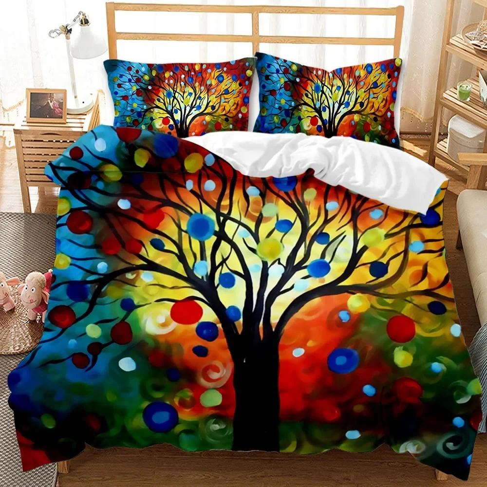 Baum Bettbezug Böhmischer Wald Glücksbaum Bettdeckenbezug Bettwäscheset Einzelbett Doppelbett Queen-Size King-Size Polyester Qulitbezug